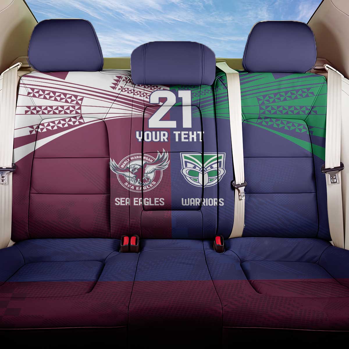Custom Warriors-Sea Eagles Back Car Seat Cover Together Sporty Style