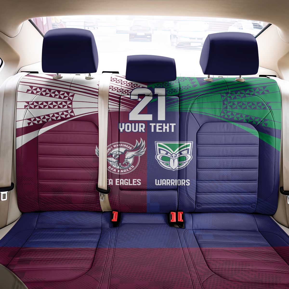Custom Warriors-Sea Eagles Back Car Seat Cover Together Sporty Style