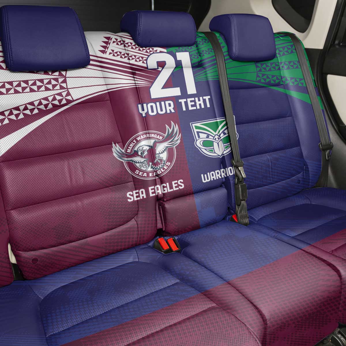 Custom Warriors-Sea Eagles Back Car Seat Cover Together Sporty Style
