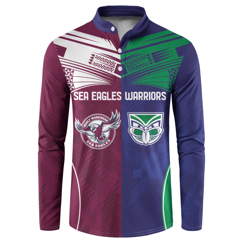 Custom Warriors-Sea Eagles Button Sweatshirt Together Sporty Style