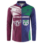 Custom Warriors-Sea Eagles Button Sweatshirt Together Sporty Style
