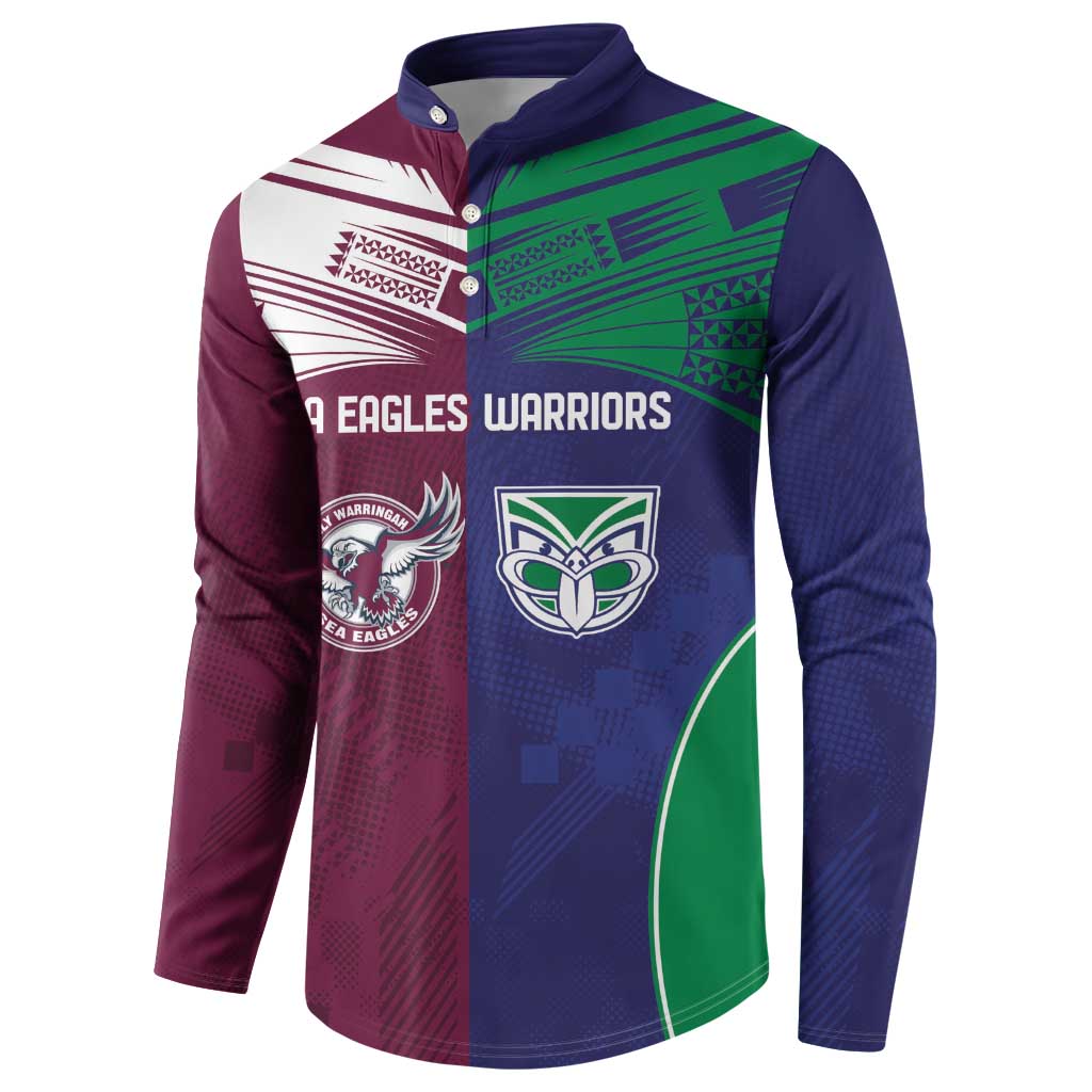 Custom Warriors-Sea Eagles Button Sweatshirt Together Sporty Style