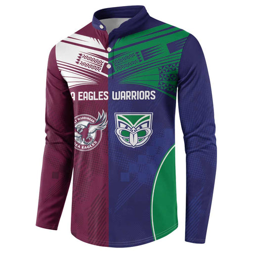 Custom Warriors-Sea Eagles Button Sweatshirt Together Sporty Style