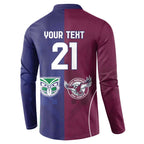 Custom Warriors-Sea Eagles Button Sweatshirt Together Sporty Style