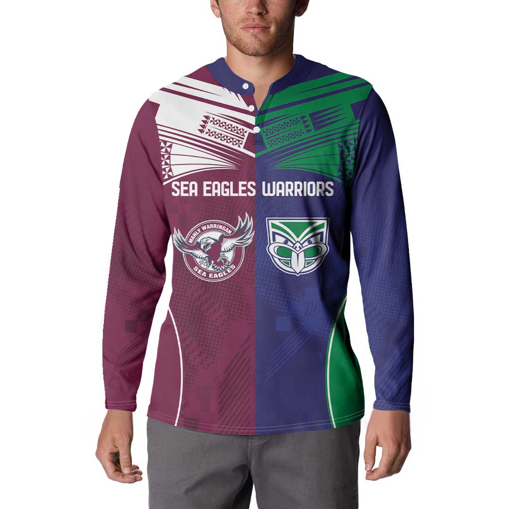 Custom Warriors-Sea Eagles Button Sweatshirt Together Sporty Style