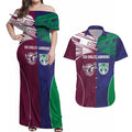 Custom Warriors-Sea Eagles Couples Matching Off Shoulder Maxi Dress and Hawaiian Shirt Together Sporty Style
