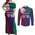Custom Warriors-Sea Eagles Couples Matching Off Shoulder Maxi Dress and Long Sleeve Button Shirt Together Sporty Style