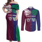 Custom Warriors-Sea Eagles Couples Matching Off Shoulder Maxi Dress and Long Sleeve Button Shirt Together Sporty Style