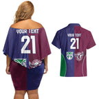 Custom Warriors-Sea Eagles Couples Matching Off Shoulder Short Dress and Hawaiian Shirt Together Sporty Style