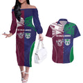 Custom Warriors-Sea Eagles Couples Matching Off The Shoulder Long Sleeve Dress and Hawaiian Shirt Together Sporty Style