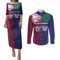 Custom Warriors-Sea Eagles Couples Matching Puletasi and Long Sleeve Button Shirt Together Sporty Style