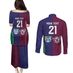 Custom Warriors-Sea Eagles Couples Matching Puletasi and Long Sleeve Button Shirt Together Sporty Style