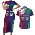Custom Warriors-Sea Eagles Couples Matching Short Sleeve Bodycon Dress and Hawaiian Shirt Together Sporty Style