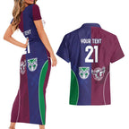 Custom Warriors-Sea Eagles Couples Matching Short Sleeve Bodycon Dress and Hawaiian Shirt Together Sporty Style