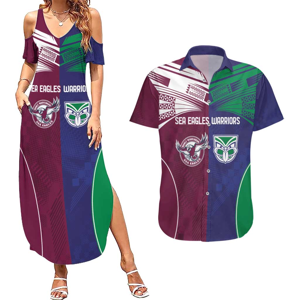 Custom Warriors-Sea Eagles Couples Matching Summer Maxi Dress and Hawaiian Shirt Together Sporty Style