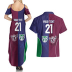 Custom Warriors-Sea Eagles Couples Matching Summer Maxi Dress and Hawaiian Shirt Together Sporty Style
