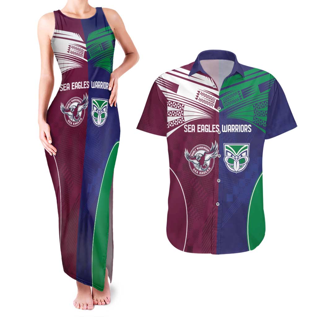 Custom Warriors-Sea Eagles Couples Matching Tank Maxi Dress and Hawaiian Shirt Together Sporty Style