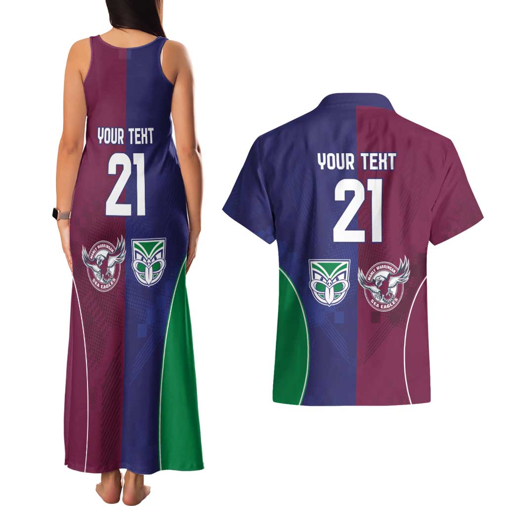Custom Warriors-Sea Eagles Couples Matching Tank Maxi Dress and Hawaiian Shirt Together Sporty Style