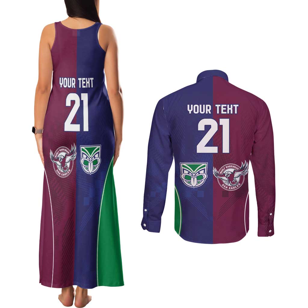 Custom Warriors-Sea Eagles Couples Matching Tank Maxi Dress and Long Sleeve Button Shirt Together Sporty Style