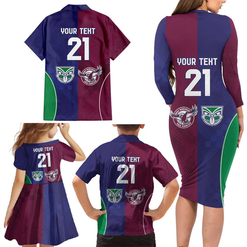 Custom Warriors-Sea Eagles Family Matching Long Sleeve Bodycon Dress and Hawaiian Shirt Together Sporty Style