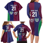 Custom Warriors-Sea Eagles Family Matching Long Sleeve Bodycon Dress and Hawaiian Shirt Together Sporty Style