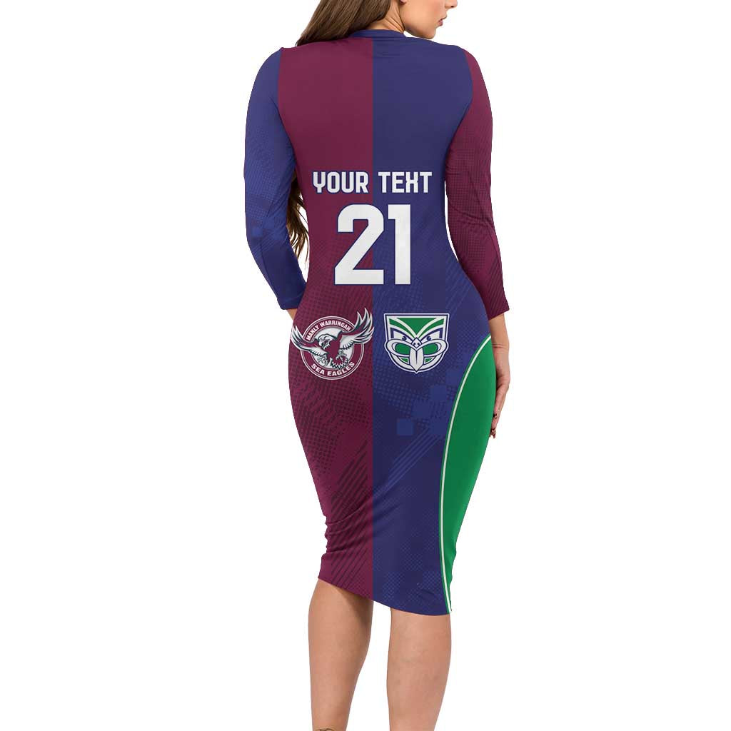 Custom Warriors-Sea Eagles Family Matching Long Sleeve Bodycon Dress and Hawaiian Shirt Together Sporty Style
