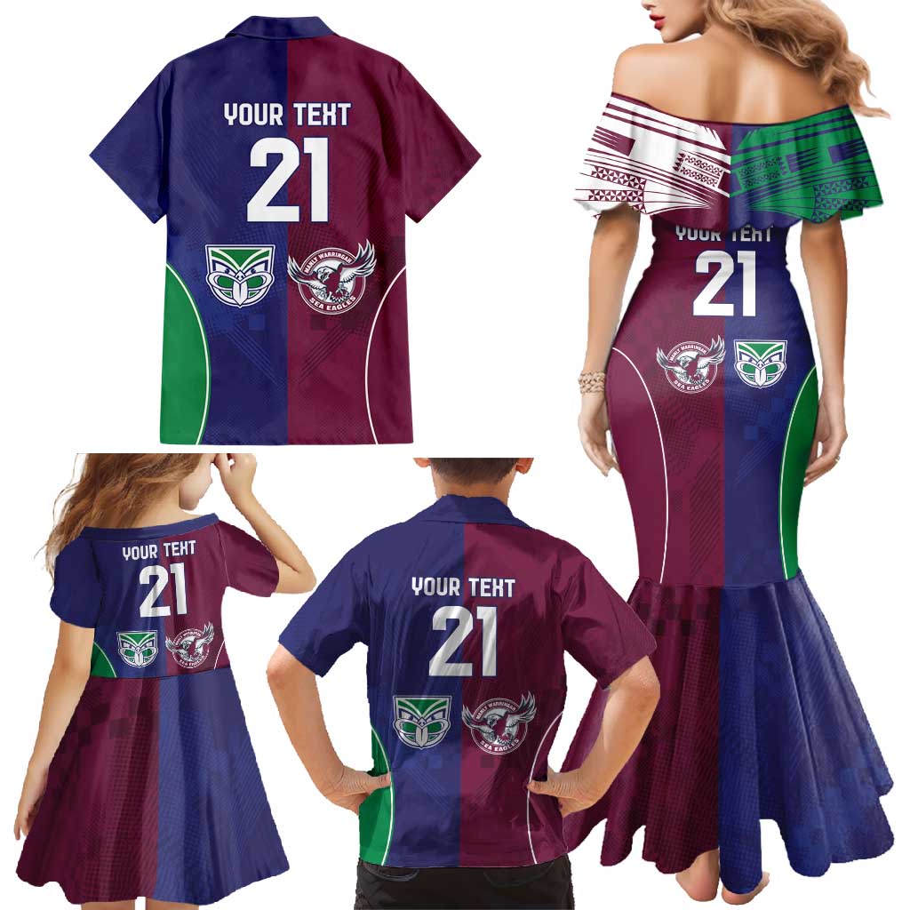 Custom Warriors-Sea Eagles Family Matching Mermaid Dress and Hawaiian Shirt Together Sporty Style