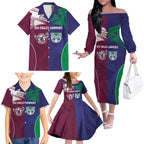 Custom Warriors-Sea Eagles Family Matching Off The Shoulder Long Sleeve Dress and Hawaiian Shirt Together Sporty Style