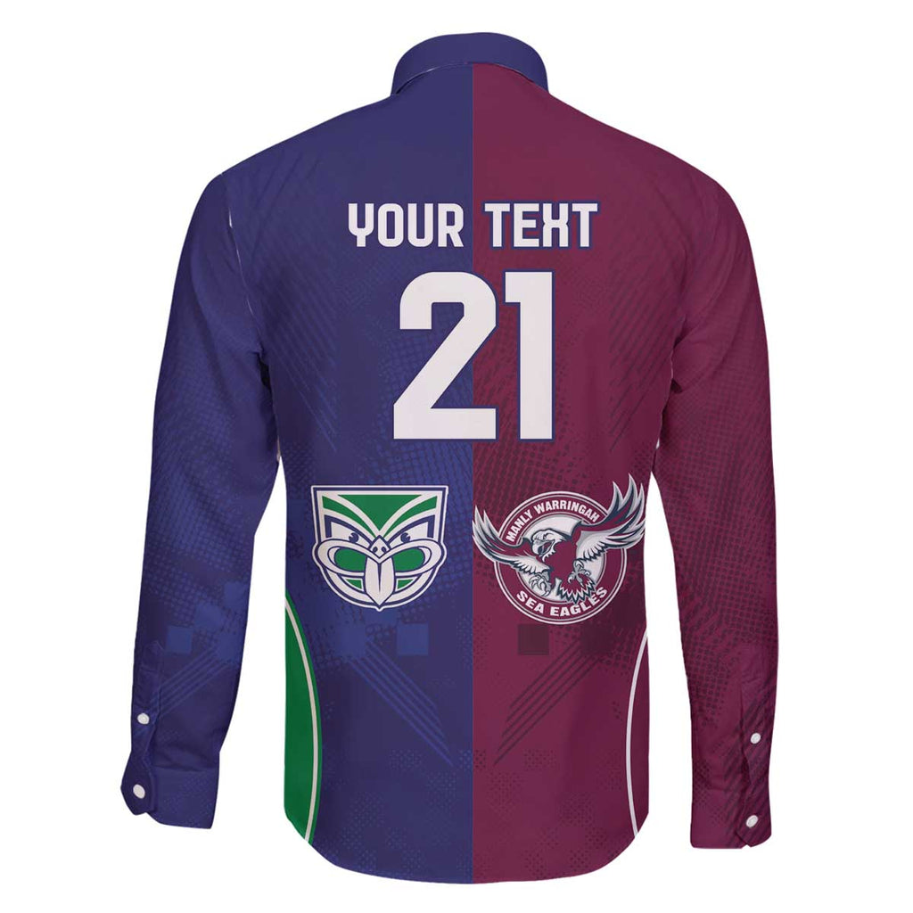 Custom Warriors-Sea Eagles Family Matching Off The Shoulder Long Sleeve Dress and Hawaiian Shirt Together Sporty Style