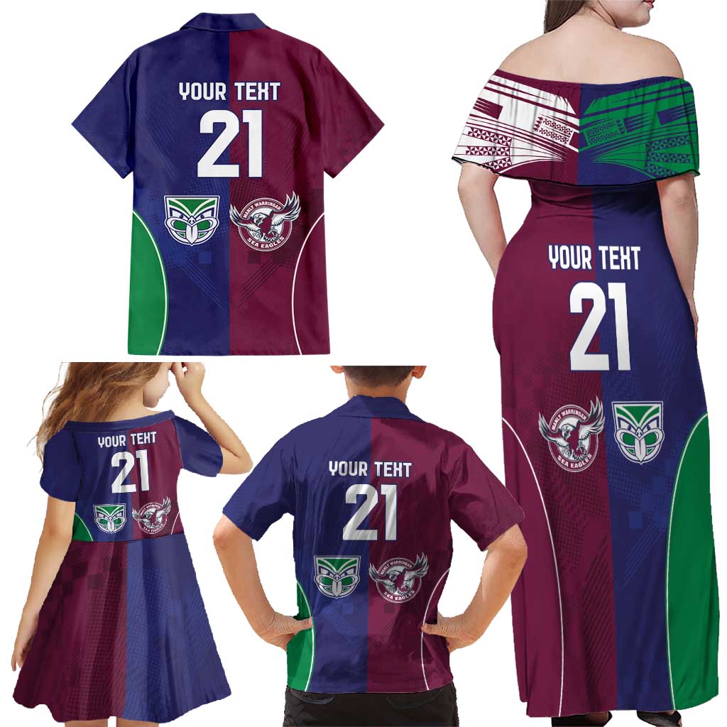 Custom Warriors-Sea Eagles Family Matching Off Shoulder Maxi Dress and Hawaiian Shirt Together Sporty Style