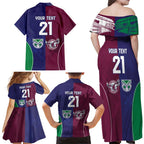 Custom Warriors-Sea Eagles Family Matching Off Shoulder Maxi Dress and Hawaiian Shirt Together Sporty Style