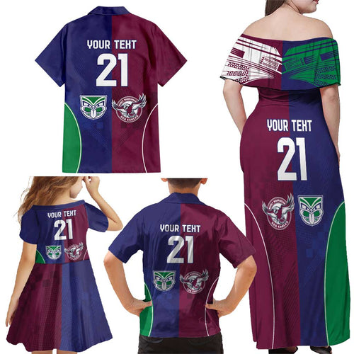 Custom Warriors-Sea Eagles Family Matching Off Shoulder Maxi Dress and Hawaiian Shirt Together Sporty Style