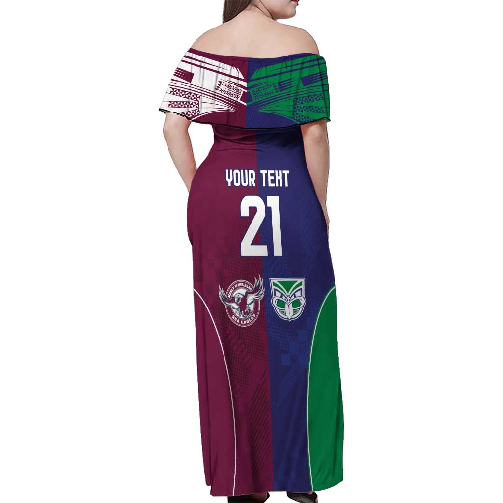 Custom Warriors-Sea Eagles Family Matching Off Shoulder Maxi Dress and Hawaiian Shirt Together Sporty Style