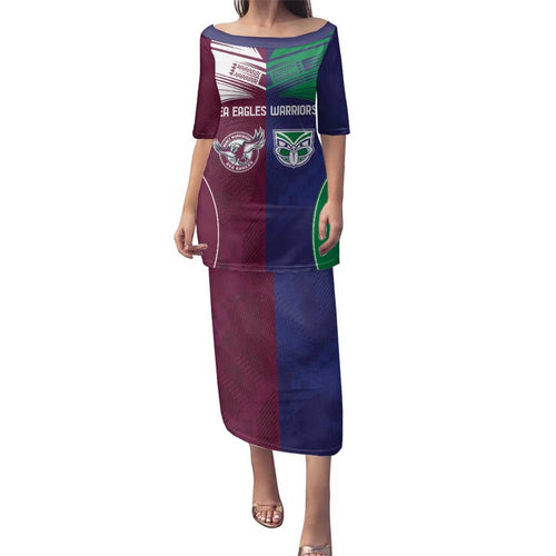 Custom Warriors-Sea Eagles Family Matching Puletasi and Hawaiian Shirt Together Sporty Style