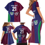 Custom Warriors-Sea Eagles Family Matching Short Sleeve Bodycon Dress and Hawaiian Shirt Together Sporty Style