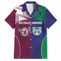Custom Warriors-Sea Eagles Family Matching Short Sleeve Bodycon Dress and Hawaiian Shirt Together Sporty Style