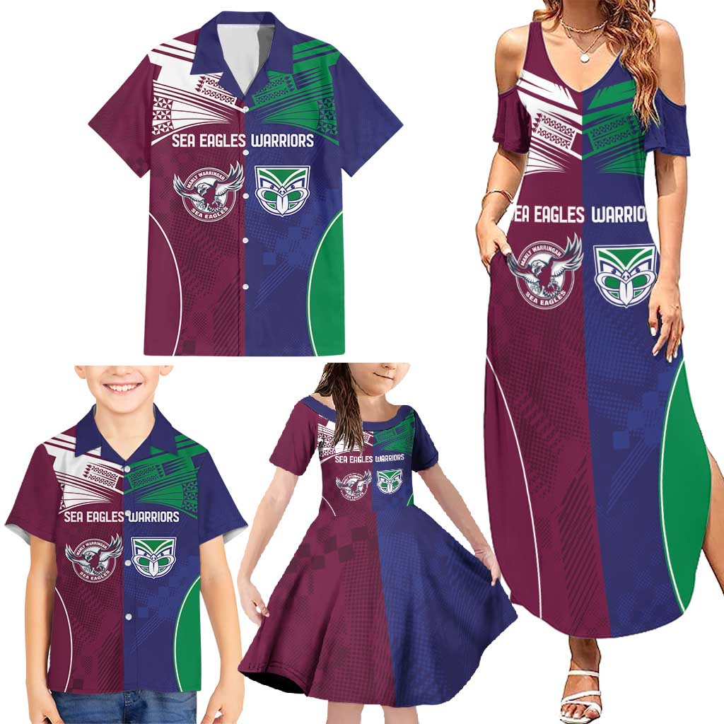Custom Warriors-Sea Eagles Family Matching Summer Maxi Dress and Hawaiian Shirt Together Sporty Style