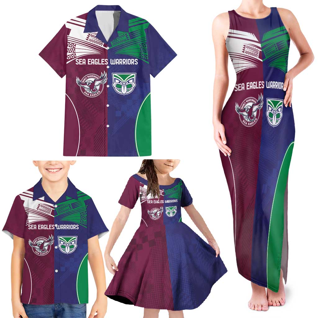 Custom Warriors-Sea Eagles Family Matching Tank Maxi Dress and Hawaiian Shirt Together Sporty Style