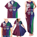 Custom Warriors-Sea Eagles Family Matching Tank Maxi Dress and Hawaiian Shirt Together Sporty Style