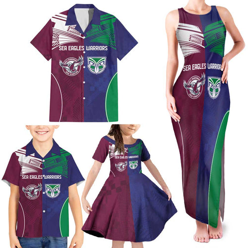 Custom Warriors-Sea Eagles Family Matching Tank Maxi Dress and Hawaiian Shirt Together Sporty Style
