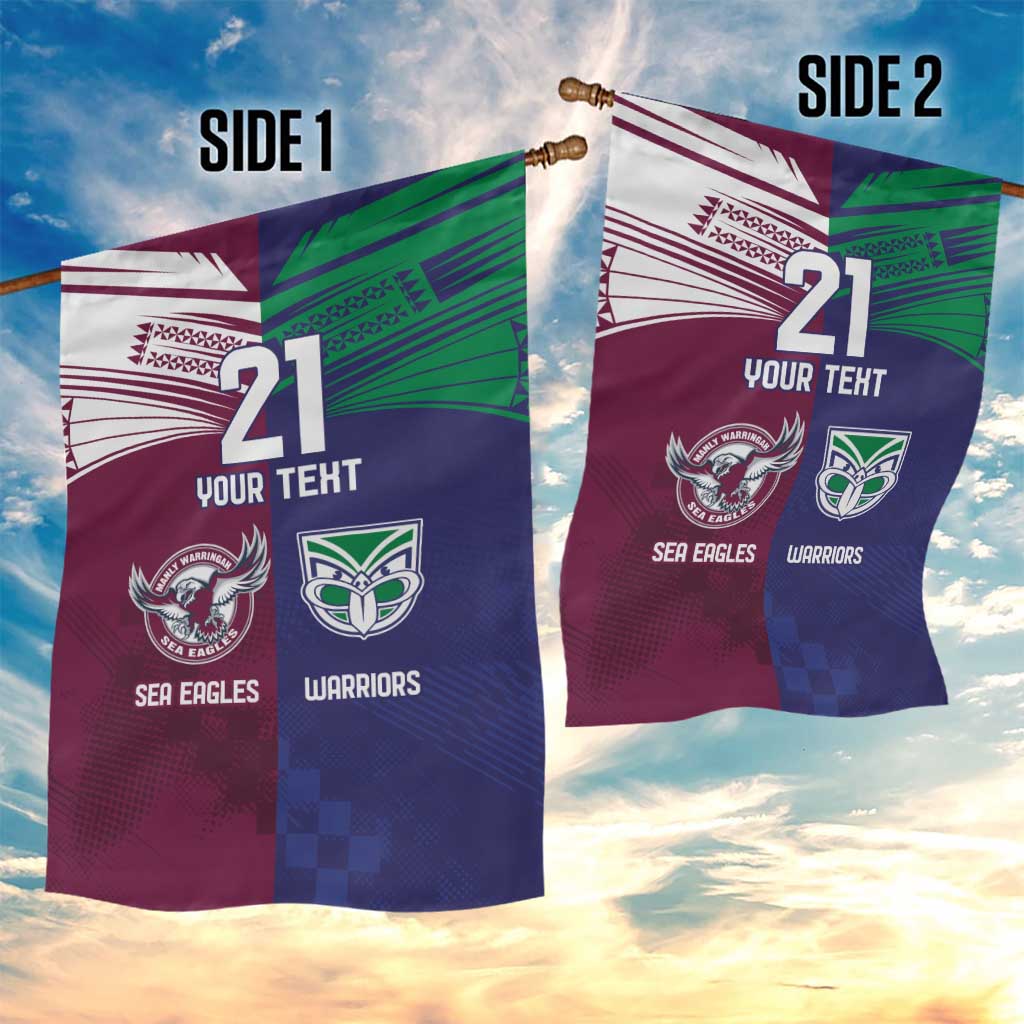 Custom Warriors-Sea Eagles Garden Flag Together Sporty Style