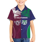 Custom Warriors-Sea Eagles Kid Hawaiian Shirt Together Sporty Style