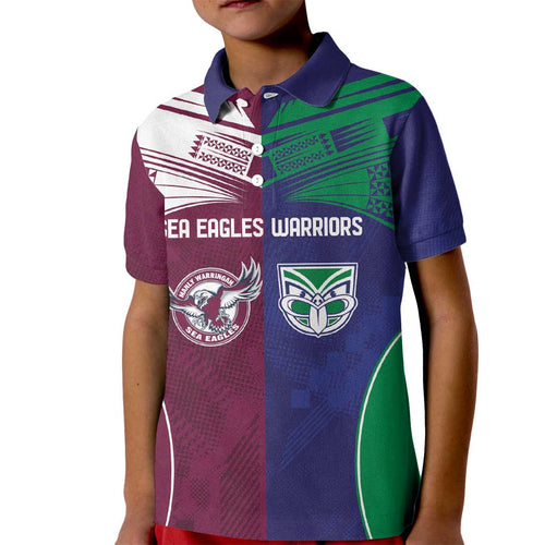 Custom Warriors-Sea Eagles Kid Polo Shirt Together Sporty Style