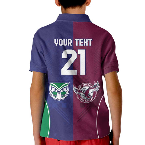 Custom Warriors-Sea Eagles Kid Polo Shirt Together Sporty Style