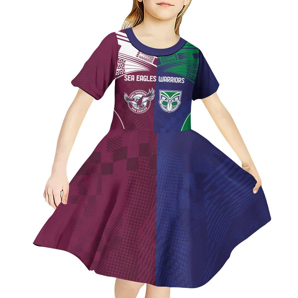 Custom Warriors-Sea Eagles Kid Short Sleeve Dress Together Sporty Style