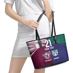 Custom Warriors-Sea Eagles Leather Tote Bag Together Sporty Style
