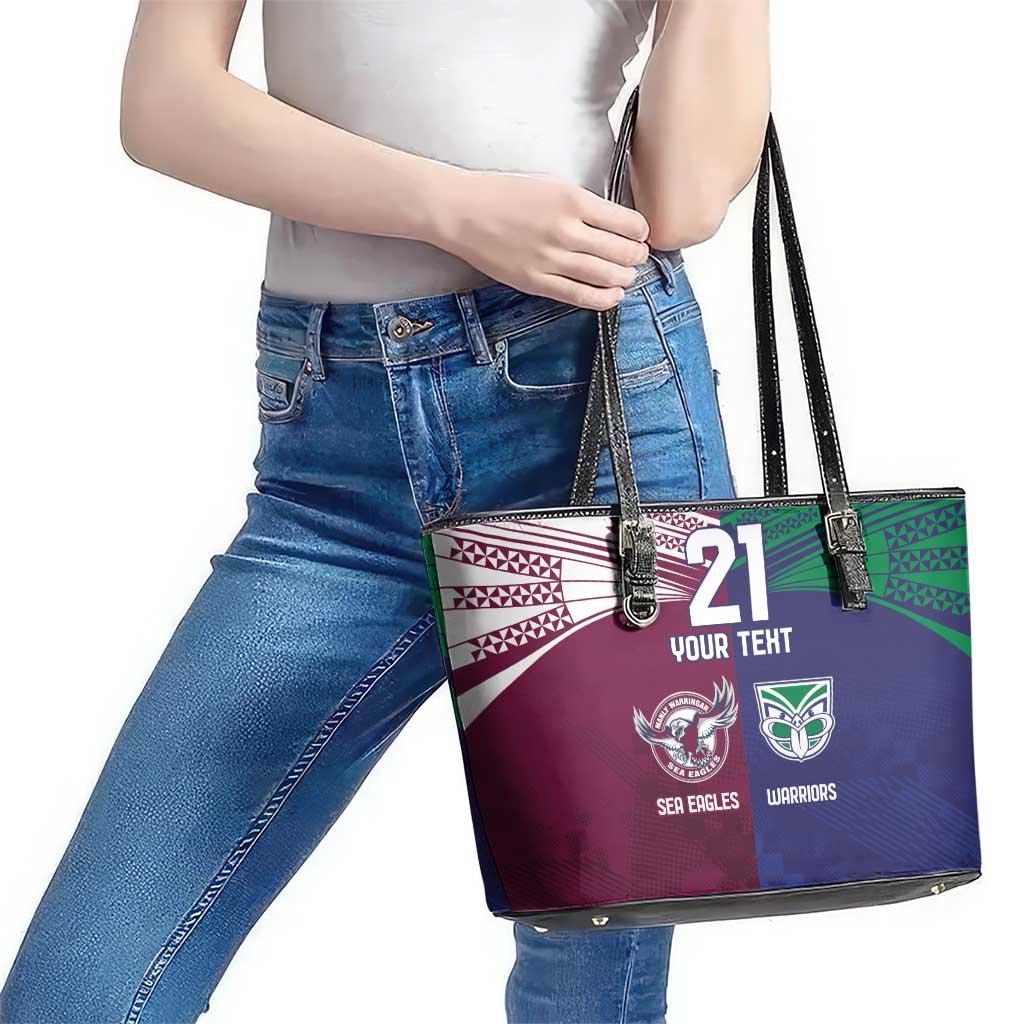 Custom Warriors-Sea Eagles Leather Tote Bag Together Sporty Style