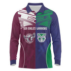 Custom Warriors-Sea Eagles Long Sleeve Polo Shirt Together Sporty Style