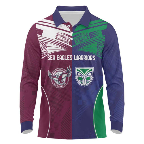Custom Warriors-Sea Eagles Long Sleeve Polo Shirt Together Sporty Style
