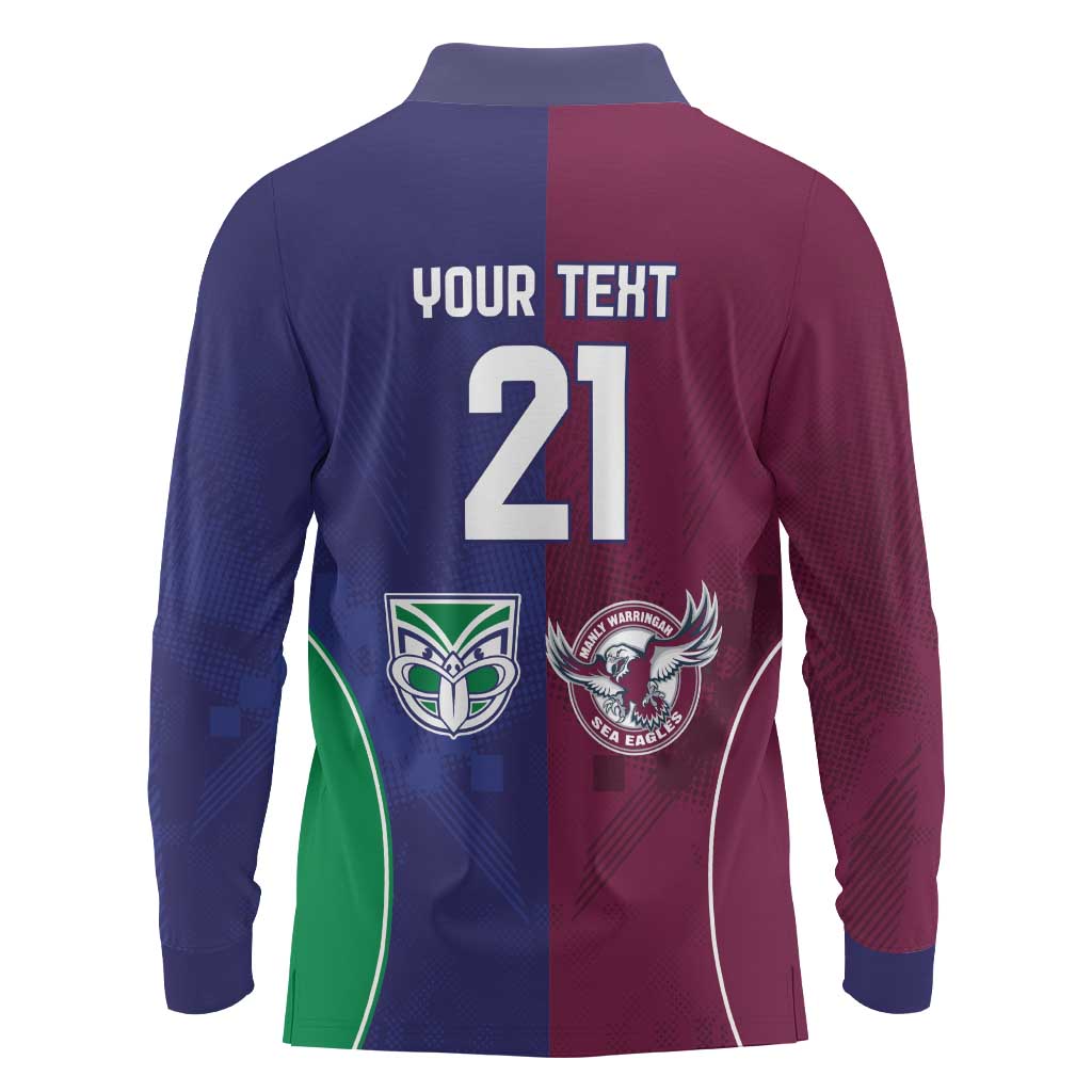 Custom Warriors-Sea Eagles Long Sleeve Polo Shirt Together Sporty Style
